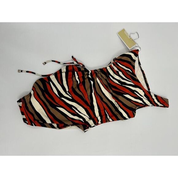 NWT MICHAEL Michael Kors PD62FY2 Zebra Cut-Out One-Shoulder Swimsuit 6 - Picture 7 of 11